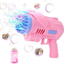 40 Holes Bubble Machine Gun Pink Bubble Gun with Lights/Bubble Solution for Adults Kids Summer Toy Gift for Outdoor Indoor Birthday Party