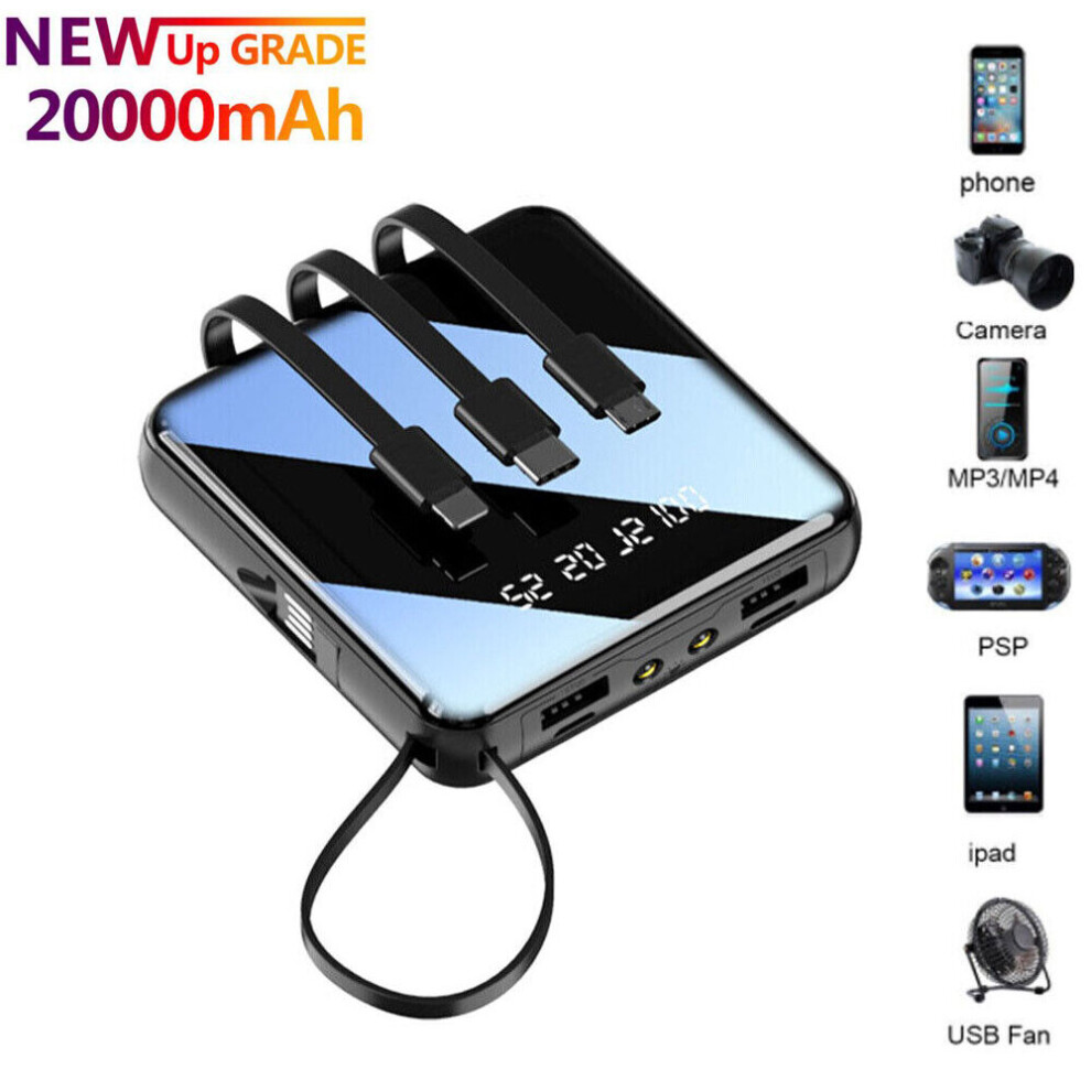 20000mAh Mini Power Bank Phone Charger Battery Pack Dual USB Ports