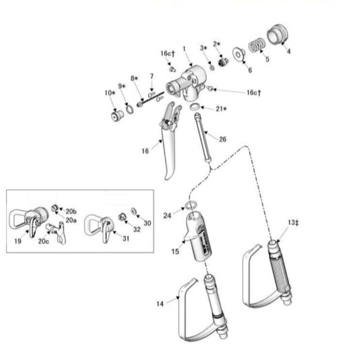 XS818 High Pressure Airless Spray Gun + Seat Nozzle +5 x Airless Spray