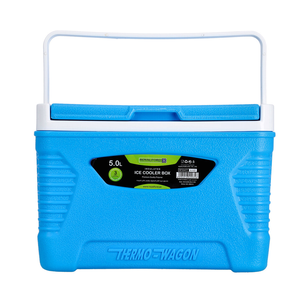Royalford (Blue, 5 L) Portable Insulated Ice Cooler Box