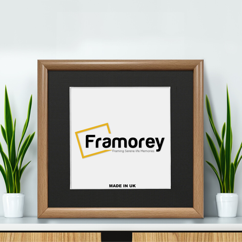 (20x20CM Pic (25x25CM Frame)) Square Size Oak Poster Frame / Frames For Print / Modern Picture Frame / Handmade Gift With Black Mount