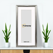 (20x8" Pic (24x12" Frame)) Panoramic Silver Poster Frame / Wall Hanging Picture Frame / Photo Frame With White Mount
