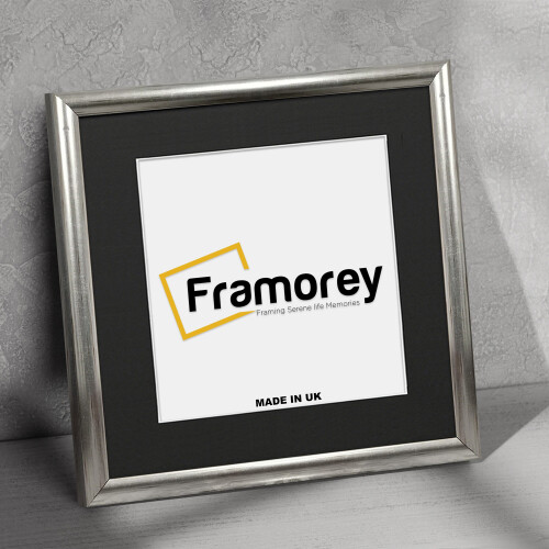 (4x4" Pic (6x6" Frame)) Square Size Silver Poster Frame / Frames For Print / Picture Frame / Photo Frame With Black Mount 1