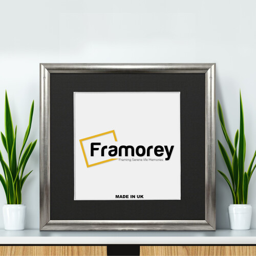 (7x7" Pic (9x9" Frame)) Square Size Silver Poster Frame / Frames For Print / Picture Frame / Photo Frame With Black Mount