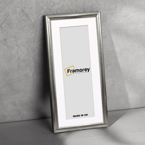 (16x8" Pic (20x12" Frame)) Panoramic Silver Poster Frame / Wall Hanging Picture Frame / Photo Frame With White Mount 1