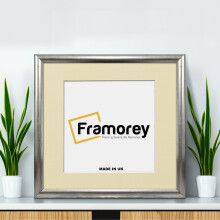 (25x25CM Pic (30x30CM Frame)) Square Size Silver Poster Frame / Frames For Print / Picture Frame / Photo Frame With Ivory Mount