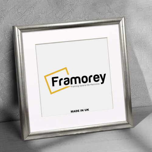 (7x7" Pic (9x9" Frame)) Square Size Silver Poster Frame / Frames For Print / Picture Frame / Photo Frame With White Mount 1