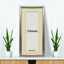 (20x5" Pic (24x9" Frame)) Panoramic Silver Poster Frame / Wall Hanging Picture Frame / Photo Frame With Ivory Mount