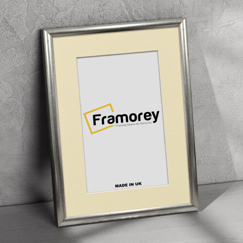 (9x7" Pic (12x10" Frame)) Silver Poster Frame / Photo Frame / Custom Photo Frame / Wedding Photo Frame With Ivory Mount 1