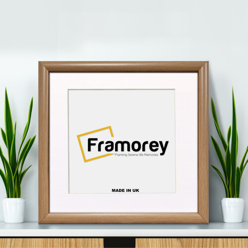(25x25CM Pic (30x30CM Frame)) Square Size Oak Poster Frame / Frames For Print / Modern Picture Frame / Handmade Gift With White Mount