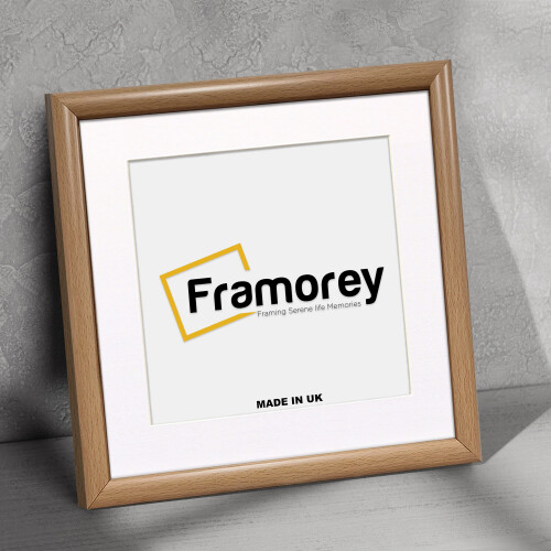 (25x25CM Pic (30x30CM Frame)) Square Size Oak Poster Frame / Frames For Print / Modern Picture Frame / Handmade Gift With White Mount 1