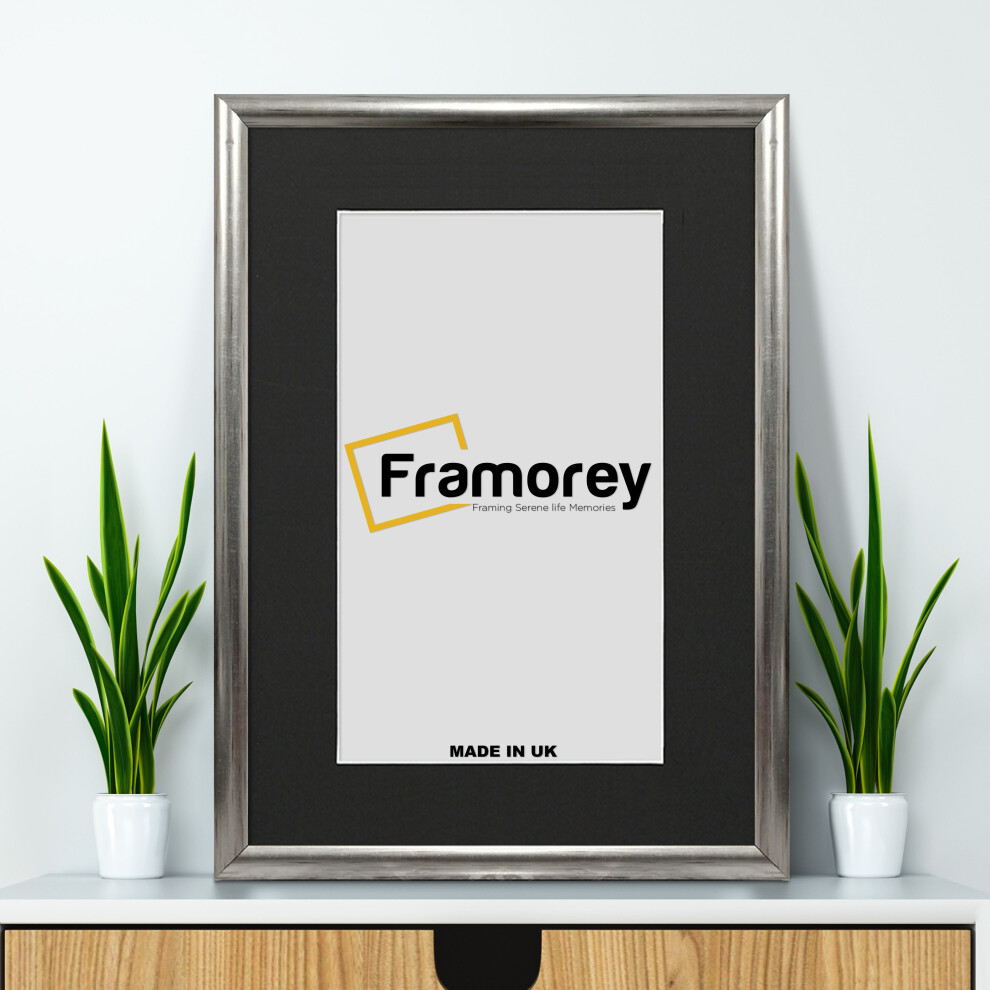 (14x10" Pic (18x14" Frame)) Silver Poster Frame / Photo Frame / Custom Photo Frame / Wedding Photo Frame With Black Mount