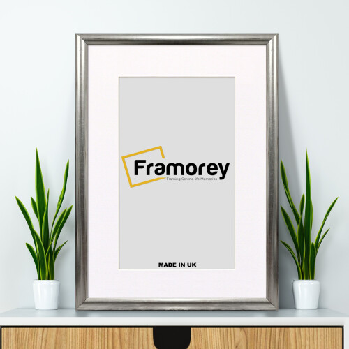 (A3 Pic (A2 Frame)) Silver Poster Frame / Photo Frame / Custom Photo Frame / Wedding Photo Frame With White Mount