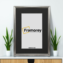 (12x6" Pic (14x8" Frame)) Silver Poster Frame / Photo Frame / Custom Photo Frame / Wedding Photo Frame With Black Mount