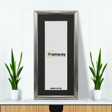 (16x8" Pic (20x12" Frame)) Panoramic Silver Poster Frame / Wall Hanging Picture Frame / Photo Frame With Black Mount