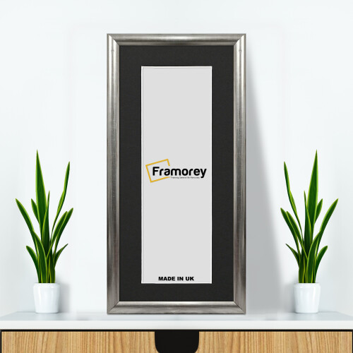 (20x8" Pic (24x12" Frame)) Panoramic Silver Poster Frame / Wall Hanging Picture Frame / Photo Frame With Black Mount
