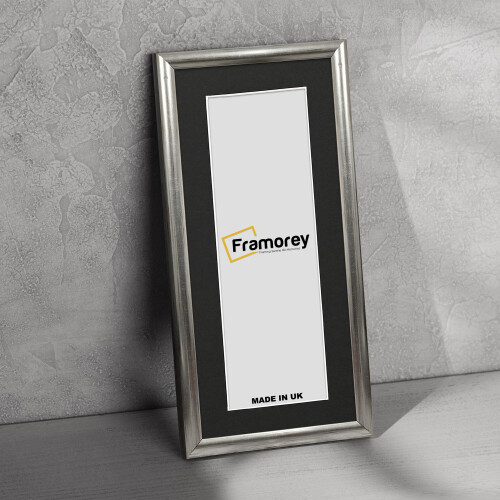 (20x8" Pic (24x12" Frame)) Panoramic Silver Poster Frame / Wall Hanging Picture Frame / Photo Frame With Black Mount 1
