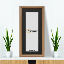 (16x8" Pic (20x12" Frame)) Panoramic Oak Poster Frame / Wall Photo Frame / Handmade Frames / Picture Frame With Black Mount