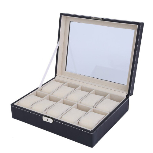 10 Grids Leather Watch Case Jewelry Collection Storage Display Box 1