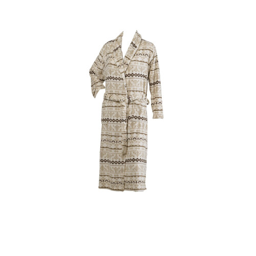 Slenderella (Small - UK 10/12) Slenderella Ladies Fairisle Fleece Shawl Collar Dressing Gown