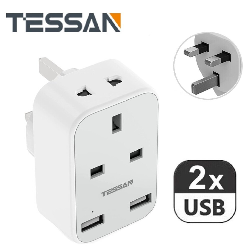 4-IN-1 Shaver Plug Adapter 2 Pin to 3 Pin with 2 USB for Toothbrush