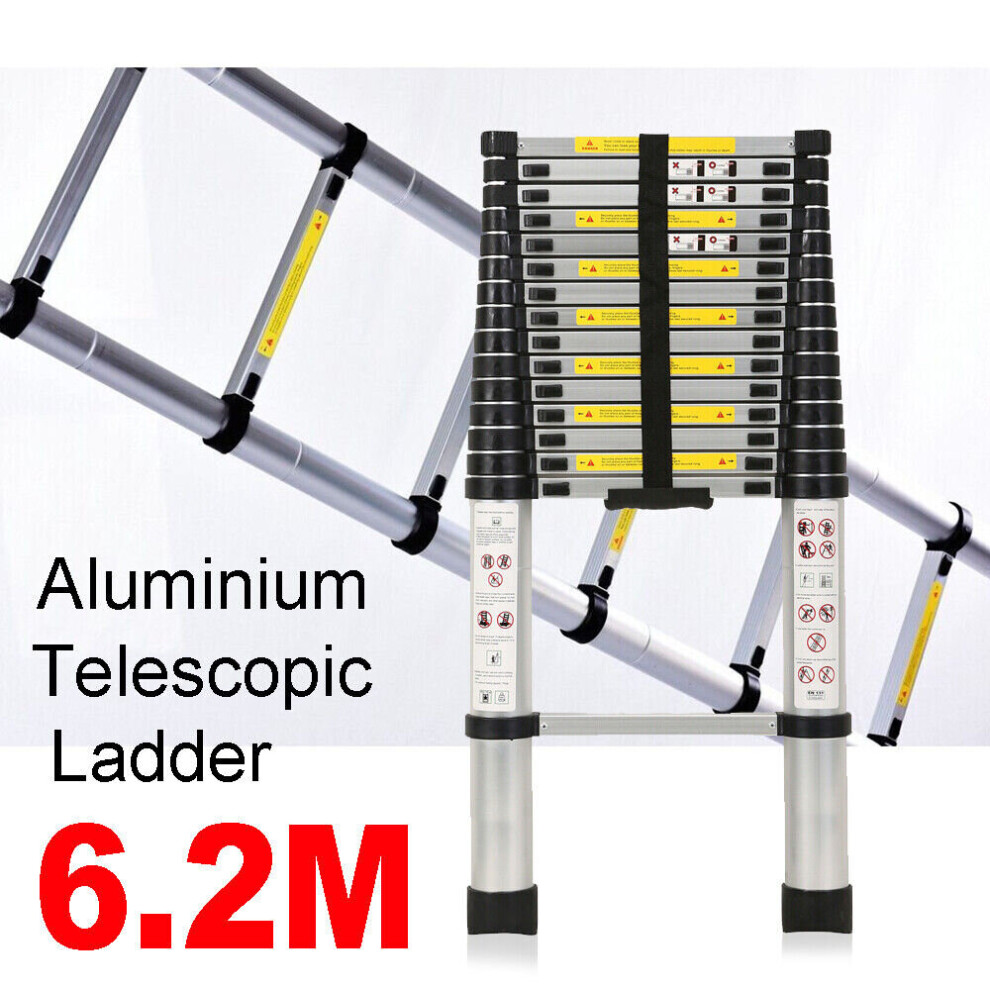 6.2M Multi-Purpose Aluminium Telescopic Loft Ladder Extendable Steps 097326241385