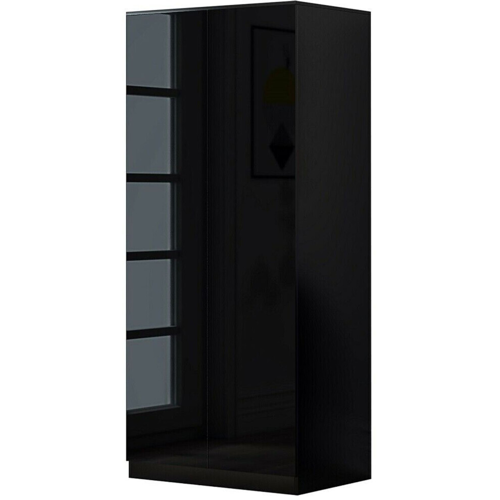 2 Door High Gloss Black Large Double Wardrobe