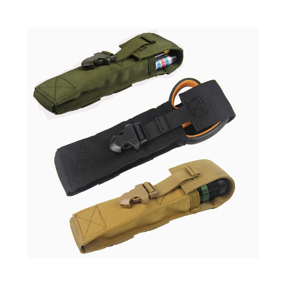 (Tan) 1000D Nylon Flashlight Tactical Bag Multi Functional Molle Pouch Camping Hunting Waterproof Toolkit