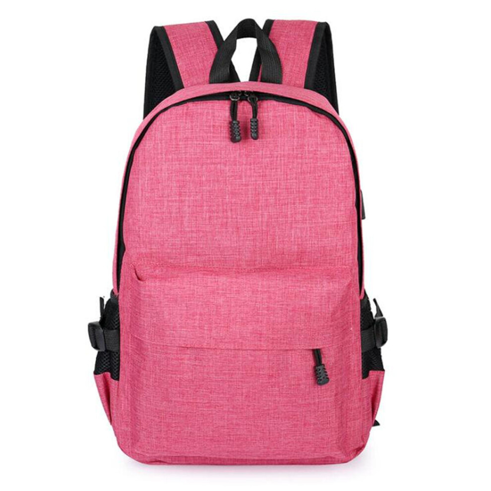 (Pink) 15L Outdoor USB Anti-theft Backpack Rucksack Laptop Bag School Shoulder Bag Camping Travel