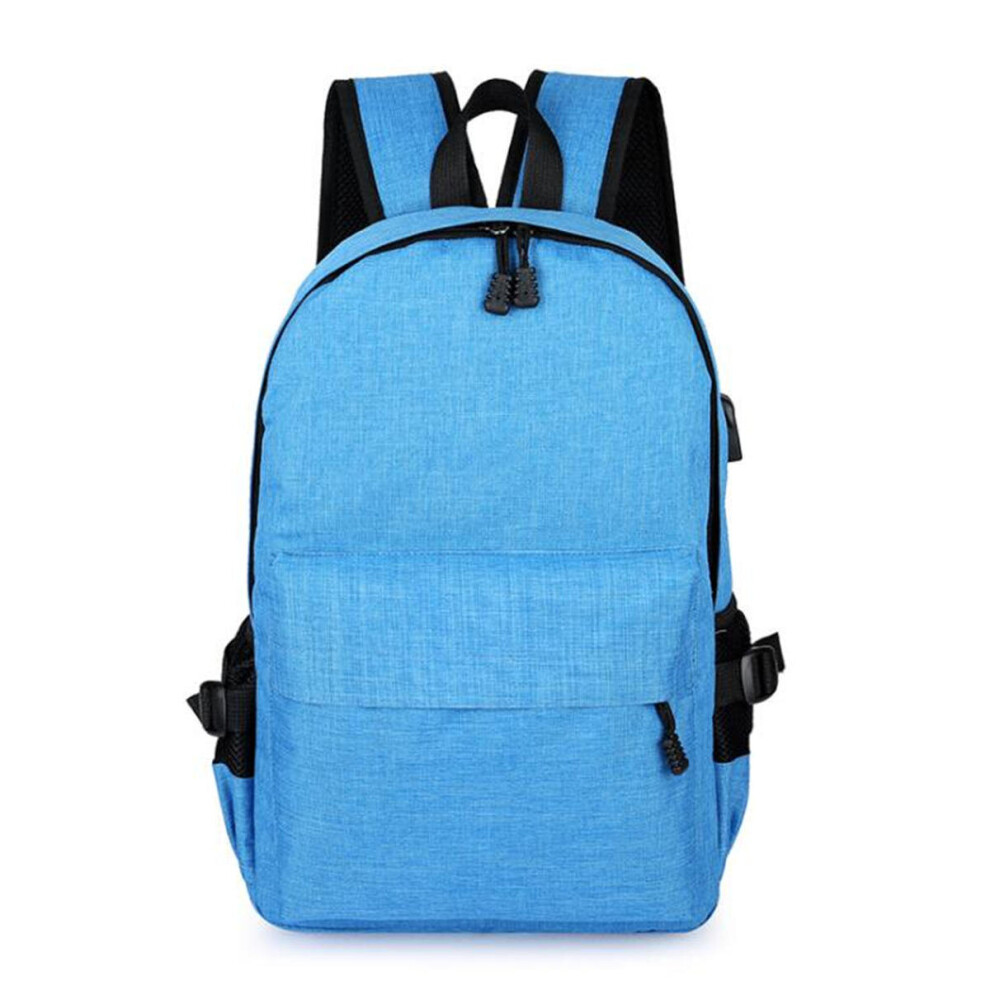 (Light Blue) 15L Outdoor USB Anti-theft Backpack Rucksack Laptop Bag School Shoulder Bag Camping Travel