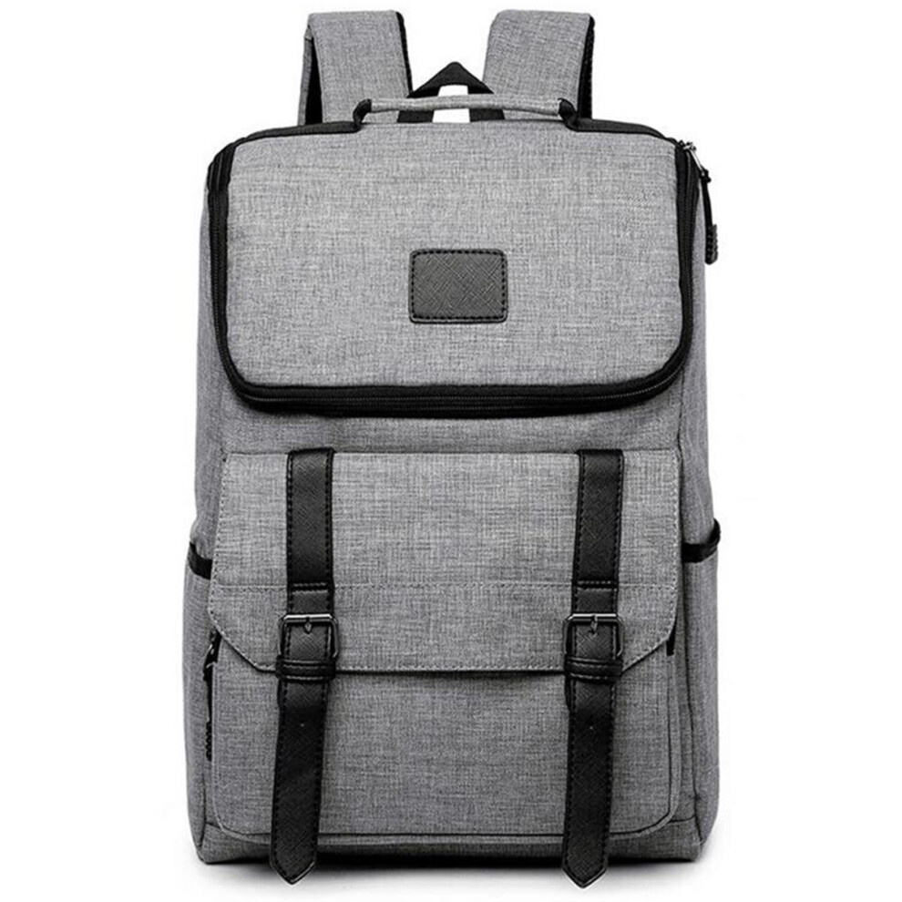 (Grey) 16 Inch Laptop Backpack Oxford  Satchel Rucksack Student School Bag Camping Travel Women Men