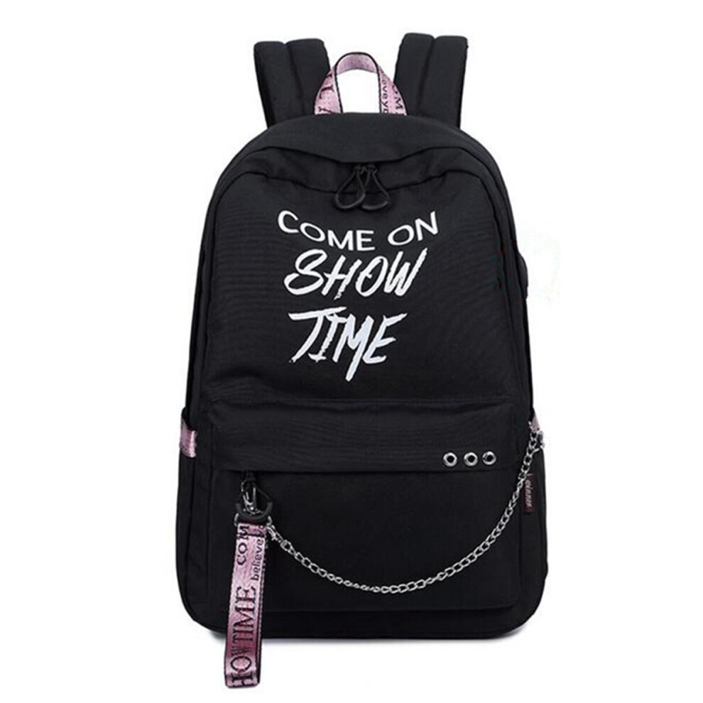 (black pink) 15.6 Inch Anti-Theft Laptop USB Backpack Luminous Outdoor Travel School Bag Men Women