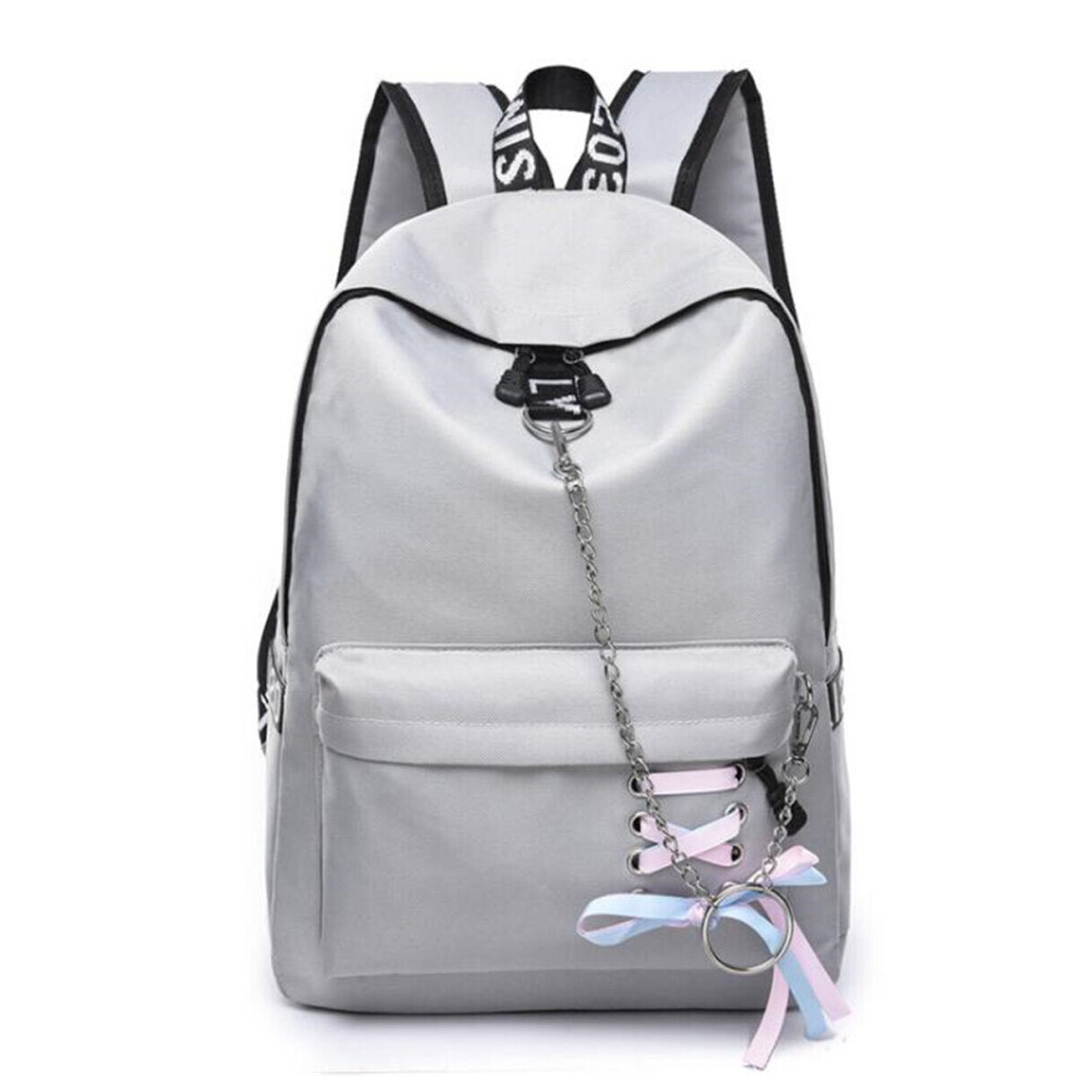 (Gray) 17L Outdoor Travel Backpack Waterproof Nylon School Rucksack Girls Women Bag With Headphone Jack