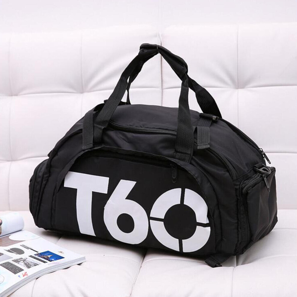 (Black&White) 17L Sports Gym Backpack Fitness Outdoor Camping Travel Shoulder Bag Handbag Shoe Bag