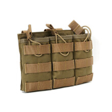 (Khaki) 1000D Nylon Molle Tactical Bag Triple Magazine Pouch For Camping Hunting