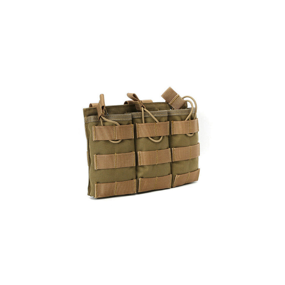 (Khaki) 1000D Nylon Molle Tactical Bag Triple Magazine Pouch For Camping Hunting