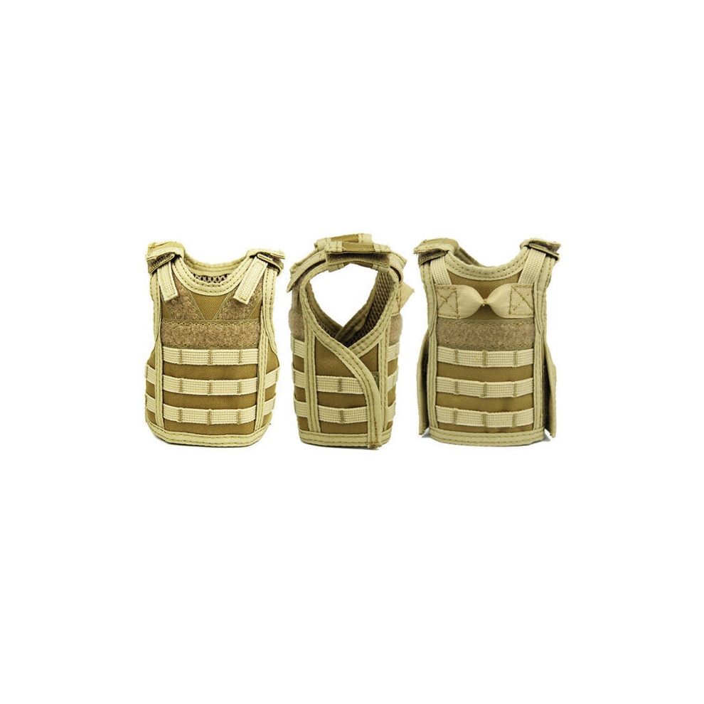 (Brown) 1Pcs Tactical Bottle Cover Mini Molle Vest Drink Bottle Protector Holster For Outdoor Sports