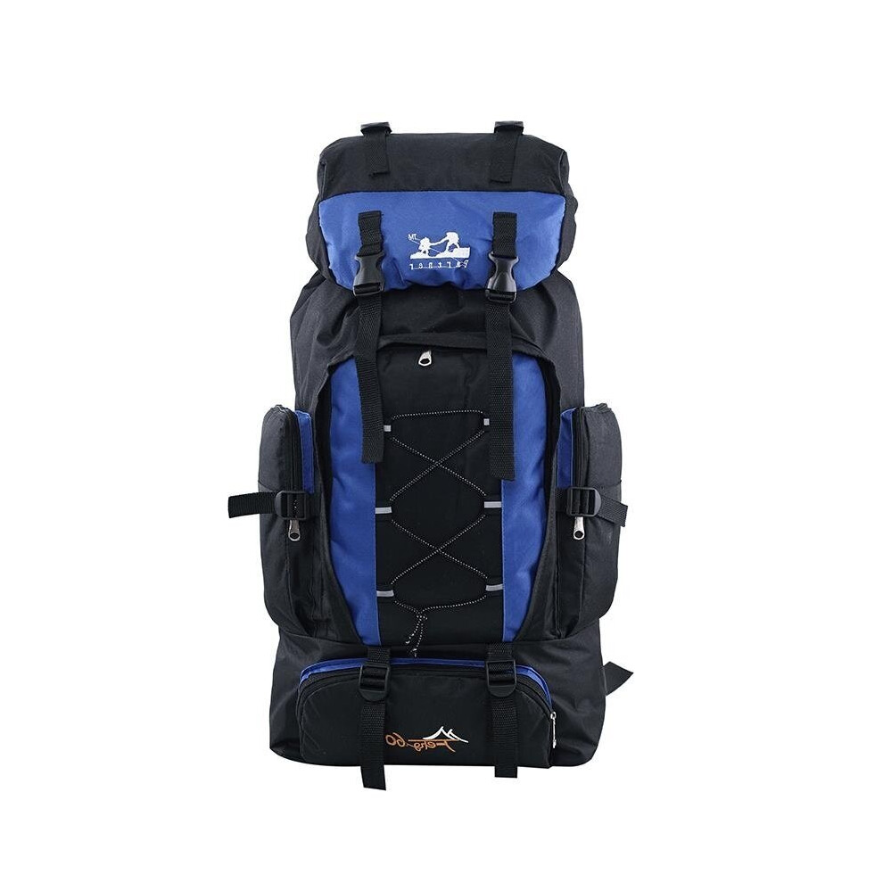 (Blue) 60L Nylon Backpack Waterproof Sports Travel Hiking Climbing Shoulder Bag Unisex Rucksack