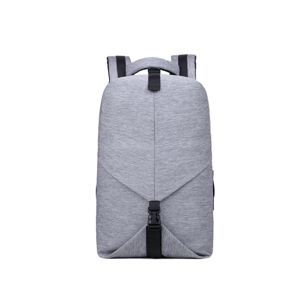 (Light Gray) 20L USB Nylon Backpack Teenager School Bag 15.6 Inch Laptop Bag Waterproof Shoulder Bag