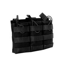 (Black) 1000D Nylon Molle Tactical Bag Triple Magazine Pouch For Camping Hunting