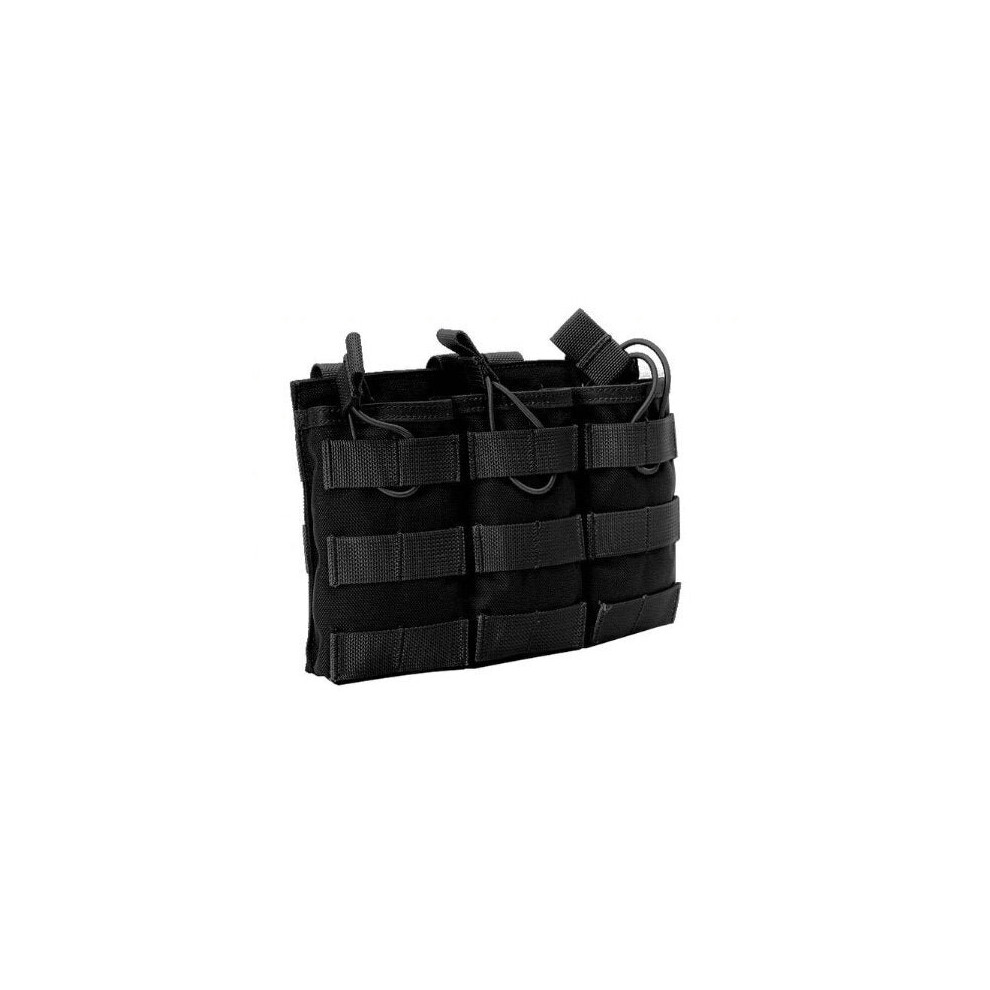 (Black) 1000D Nylon Molle Tactical Bag Triple Magazine Pouch For Camping Hunting