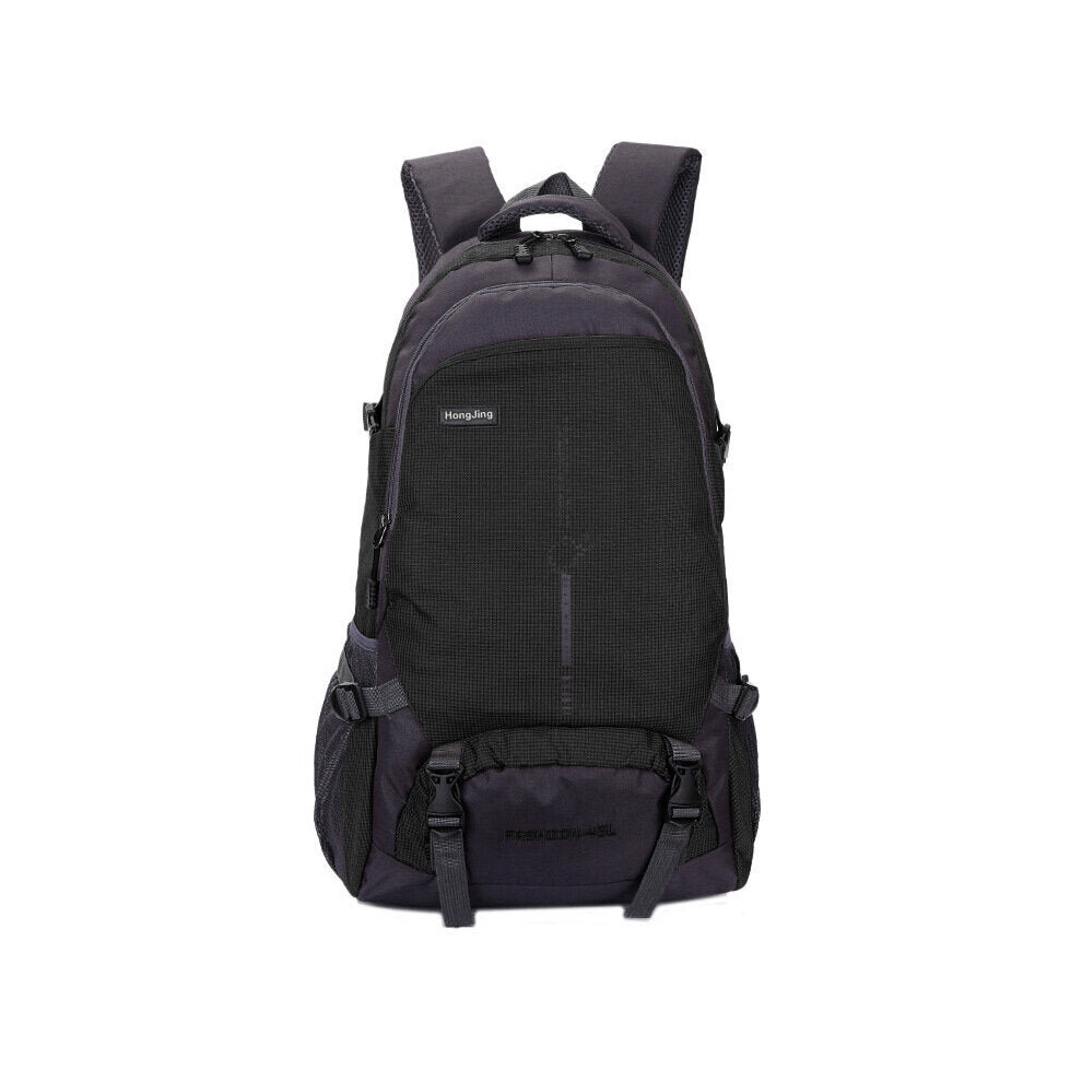 (Black) 45L Backpack Waterproof Nylon Shoulder Bag Leisure Camping Travel Climbing Bag