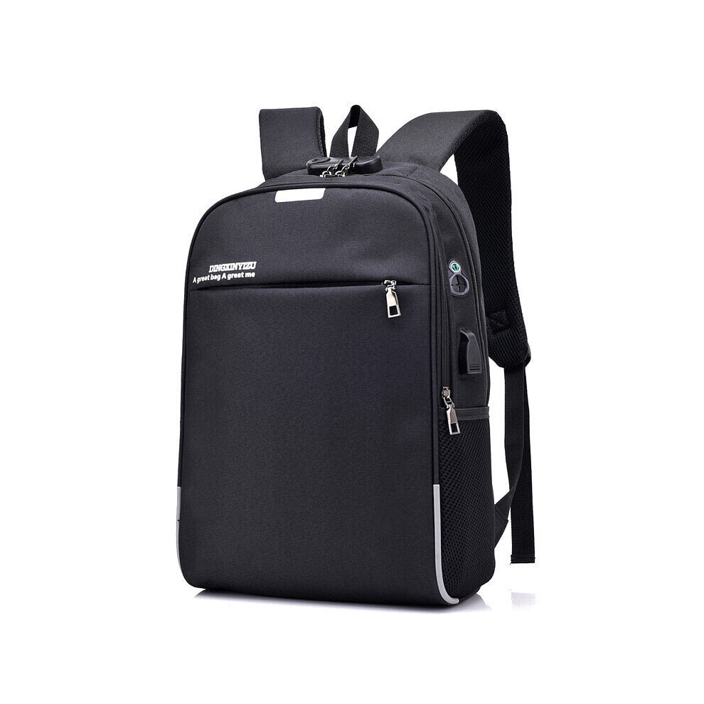 (Black) 18L Backpack 16inch Laptop Bag USB Charging Headphone Jack Shoulder Bag Anti-theft Luminous School Bag