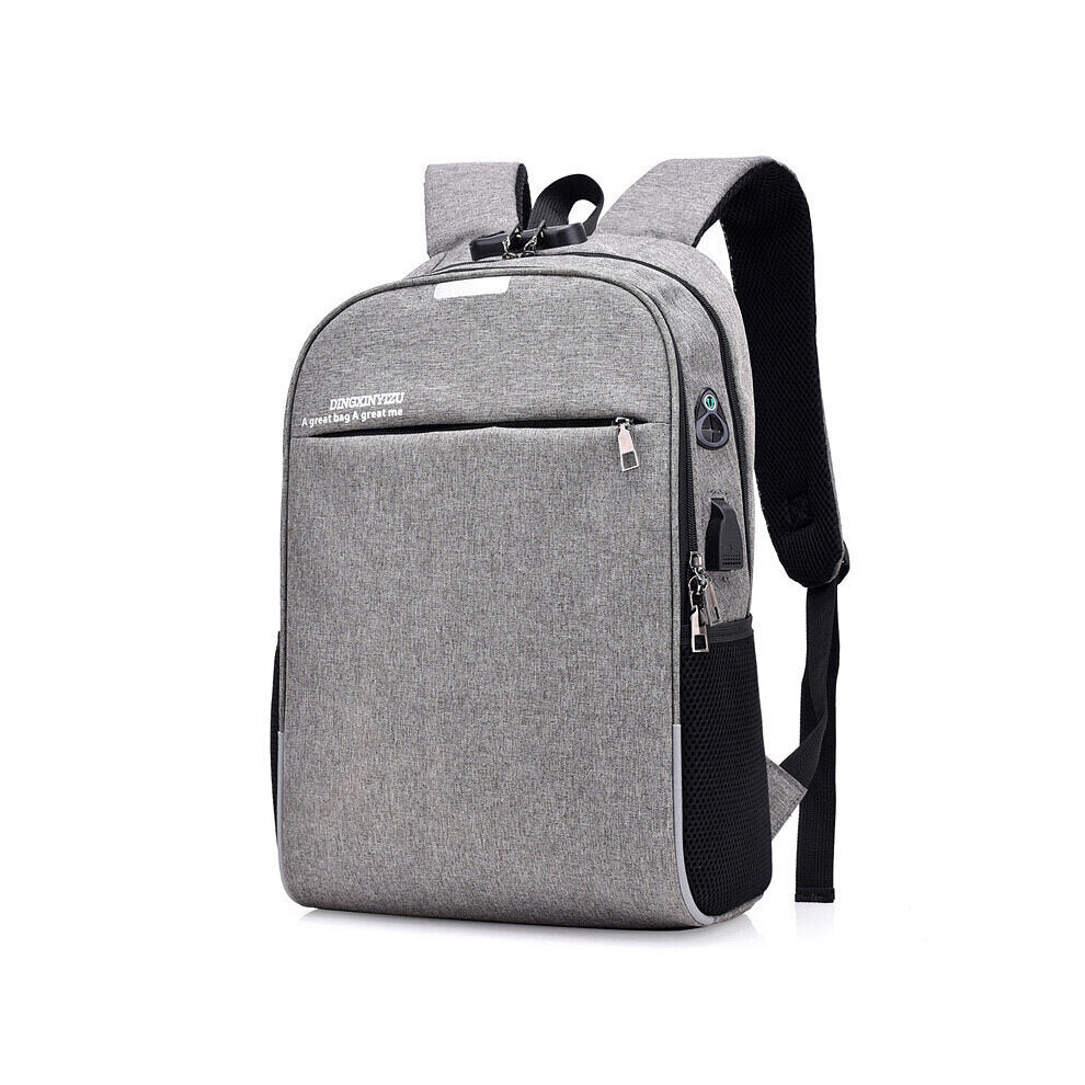 (Grey) 18L Backpack 16inch Laptop Bag USB Charging Headphone Jack Shoulder Bag Anti-theft Luminous School Bag