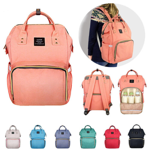 (Black) 24L Waterproof Baby Diaper Nappy Backpack Multifunctional Large Changing Bag 1