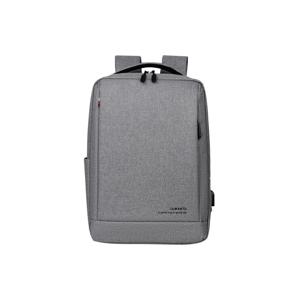 (Grey) 13L School Backpack USB Charging Waterproof Men Shoulder Bag 14inch Laptop Bag for Camping Travel