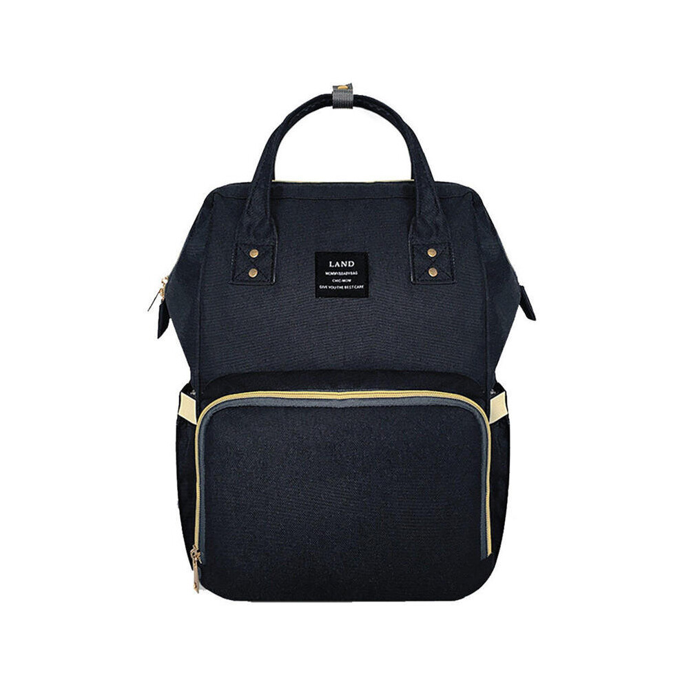(Black) 24L Waterproof Baby Diaper Nappy Backpack Multifunctional Large Changing Bag