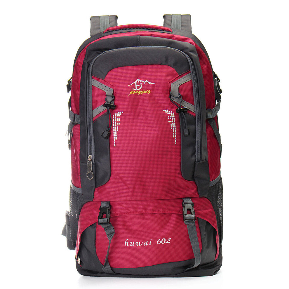 (Red) 60L Climbing Shoulder Backpack Camping Hiking Trekking Mountaineering Rucksack Bag