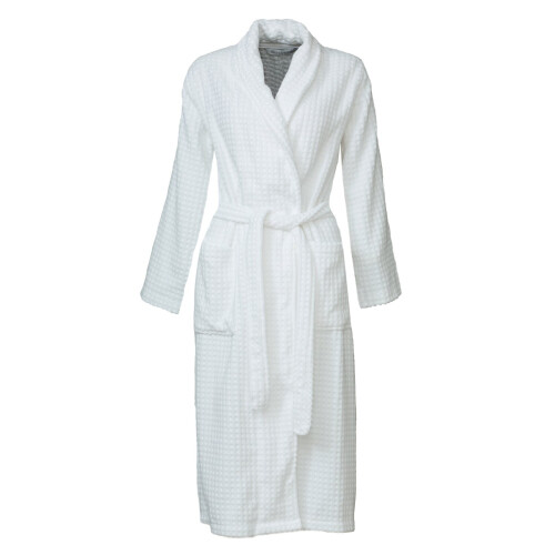 Slenderella (Large - UK 16/18) Slenderella Ladies White Cotton Velour Waffle Shawl Collar Bath Robe