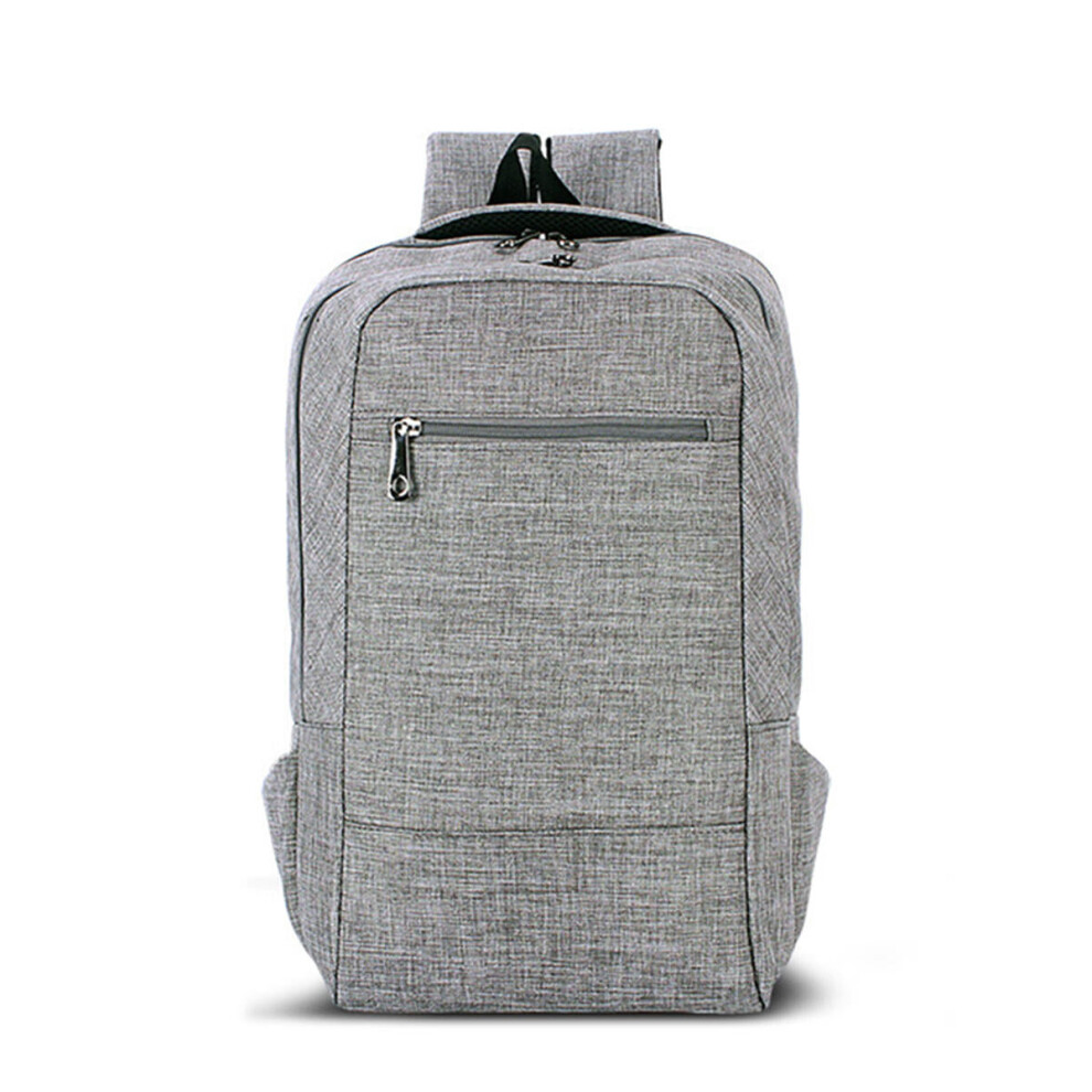 (Grey) 15.6inch Men Laptop Canvas Backpack School Business Travel Shoulder Bag Rucksack